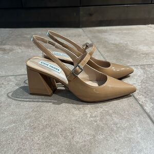 Steve Madden Nude Block Heels with Lower Strap